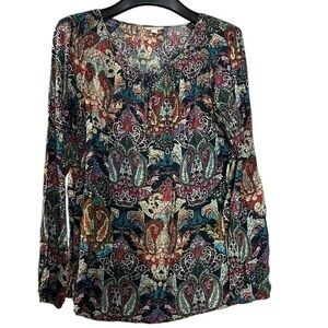Vintage Esprit women blouse paisley 80’s‎ colorful size 10 lightweight bohemian